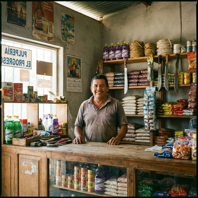 Pequeño negocio local tipo pulpería o farmacia en Honduras